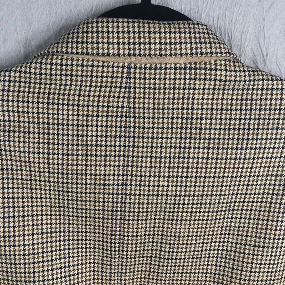 Eddie Bauer Blazer Men’s 46 Tall Brown Burgundy Houndstooth Silk Wool Jacket - Picture 13 of 16